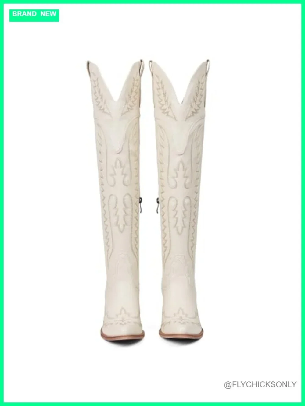 Over The Knee Cowboy Boots Chunky Heel Western Embroidery Tall Boots with Zipper